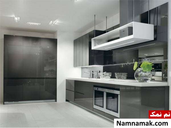طرح جدید کابینت سفید مشکی