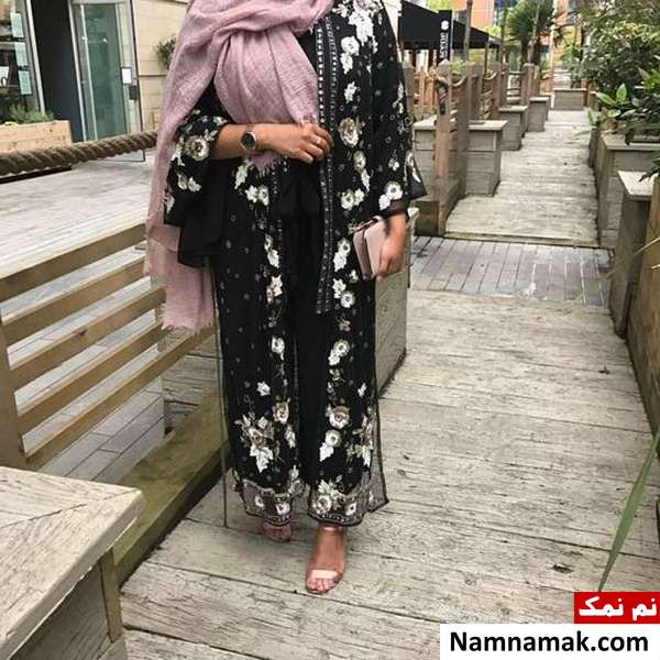 شیکترین مدل مانتو مشکی کار شده