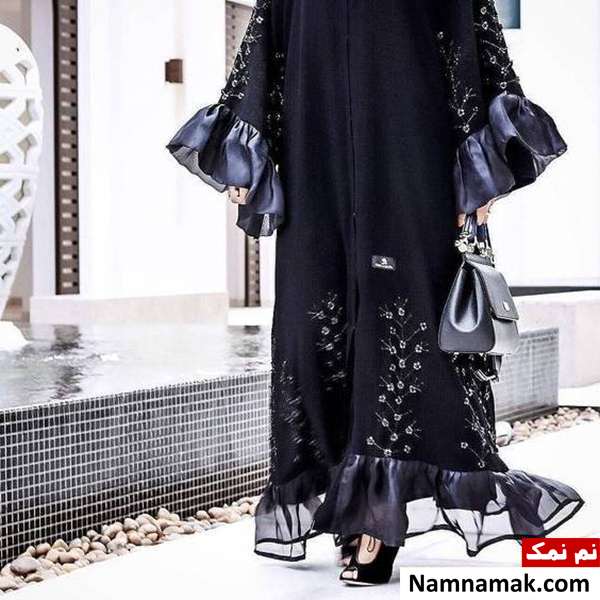 مانتو مشکی بلند با طرح شیک