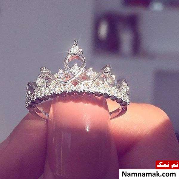 انگشتر تاج زنانه نگین دار