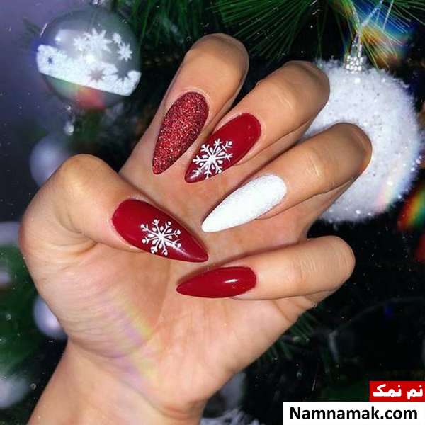 طراحی ناخن 2019 طراحی ناخن برفی با لاک خوشرنگ