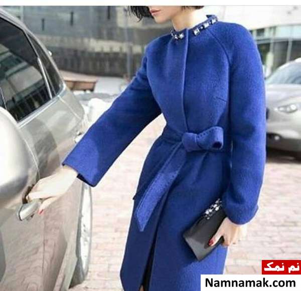 مدل پالتو آبی رنگ کوتاه