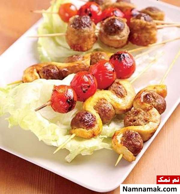 طرز تهیه کباب مارپیچ مرغ با کوفته قلقلی کباب مارپیچ مرغ با کوفته قلقلی