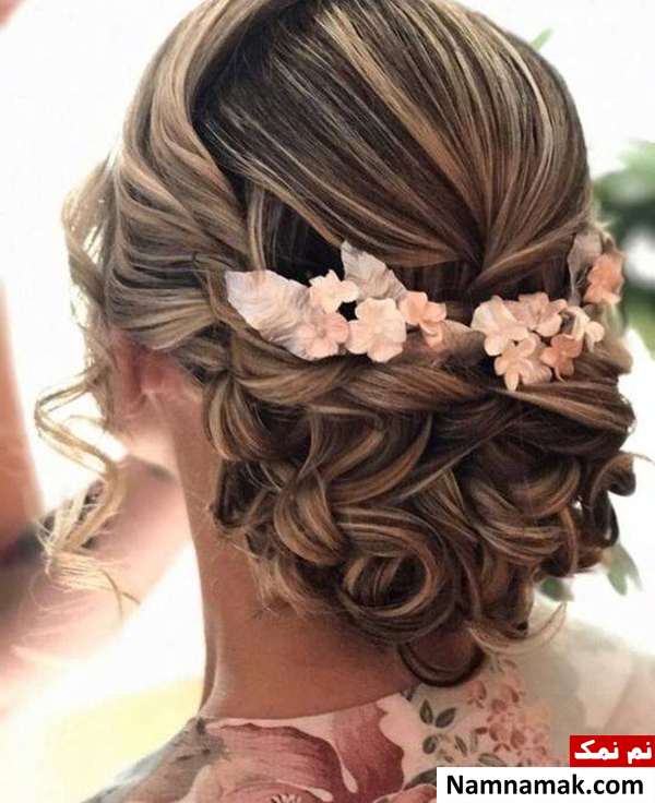 شینیون شیک با گل برای عروسی شینیون حرارتی