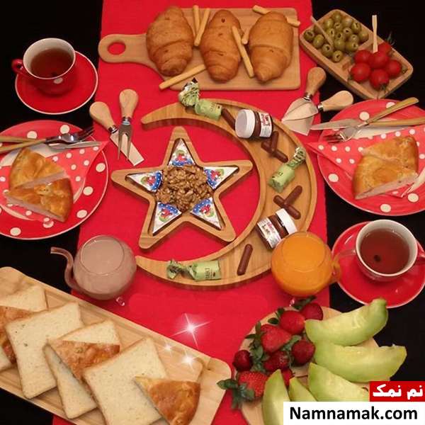 تزیین رمانتیک سفره صبحانه دونفره