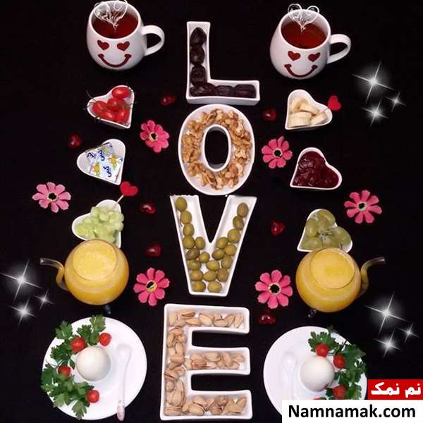 تزیین رمانتیک سفره صبحانه دونفره