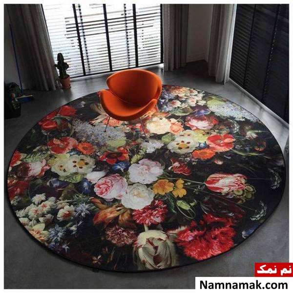 مدل فرش گرد طرح گل