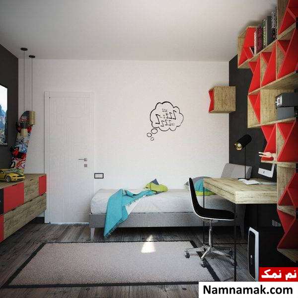 عکس اتاق کودک و نوجوان با سرویس چوب مدرن
