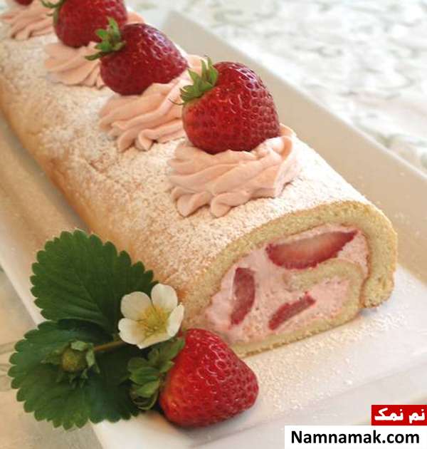 طرز تهیه رولت توت فرنگی و ماسکارپونه رولت توت فرنگی و ماسکارپونه