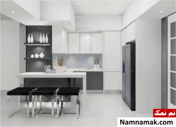 کابینت هایگلاس آشپزخانه کوچک آپارتمانی