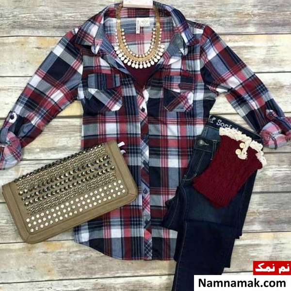 مدل لباس چهارخونه اسپرت دخترانه