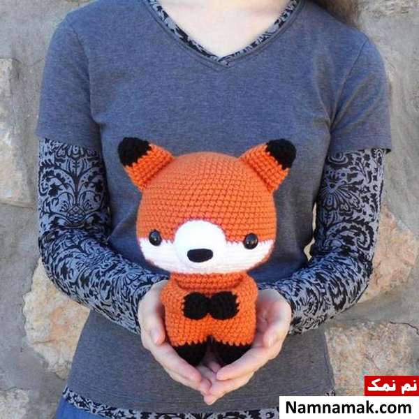 روباه بافتنی مدل عروسک روباه کانوایی بافتنی