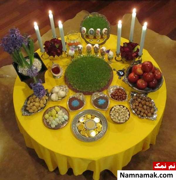 دکوراسیون سفره هفت سین دکوراسیون سفره هفت سین روی میز