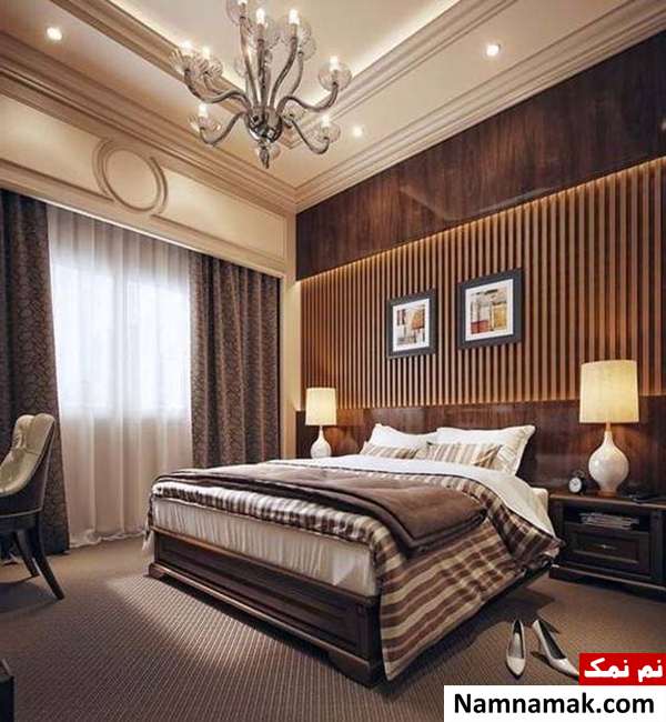 رنگ دیوار اتاق خواب دیوار قهوه ای رنگ اتاق خواب