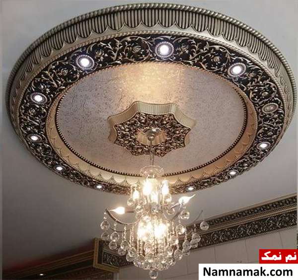 مدل گچبری سقف به رنگ تیره