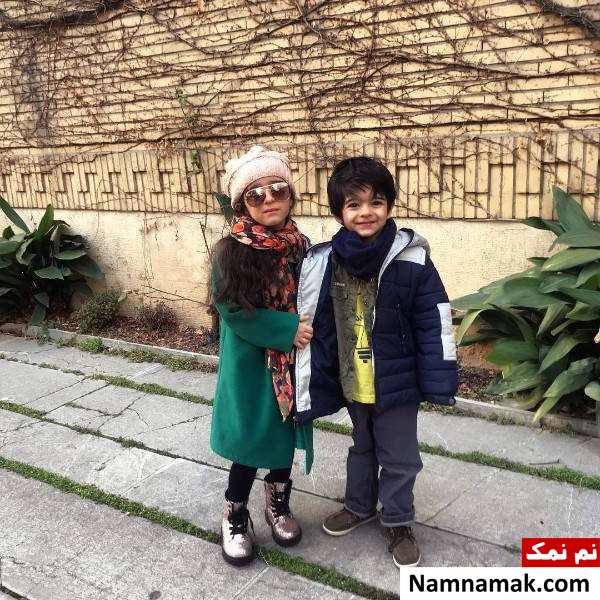 عکس خانوادگی مجید صالحی با همسر و فرزندانش حنا و آروین دوقلوهای مجید صالحی