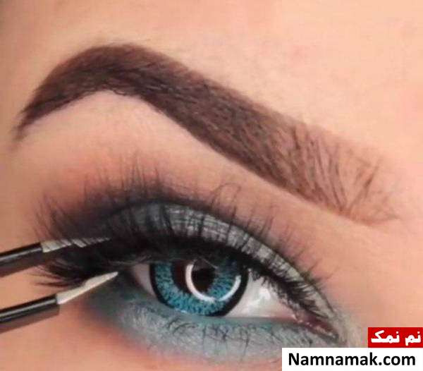 مراحل آرایش چشم با ریمل رنگی