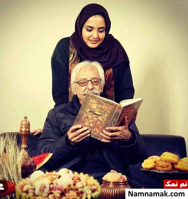 نرگس محمدی در کنار استاد جمشید مشایخی نرگس محمدی و جمشید مشایخی