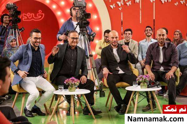 محمد سلوکی ، ارشا اقدسی و احسان روزبهانی عکسی از محمد سلوکی ، ارشا اقدسی و احسان روزبهانی در خندوانه