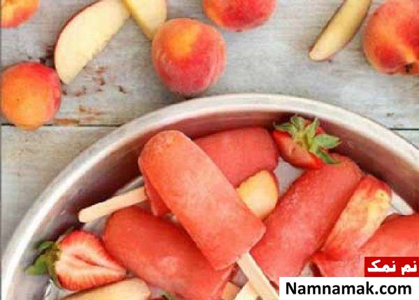 بستنی هلو بستنی هلو و توت فرنگی