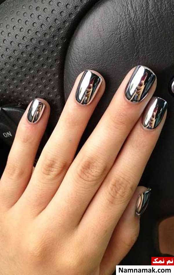 لاک آینه ای نقره ای لاک آینه ای نقره ای شیک و خاص