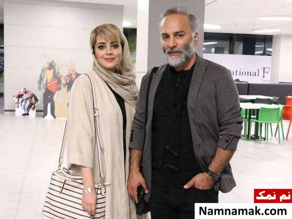 حمیدرضا آذرنگ و همسرش حمیدرضا آذرنگ در کنار همسرش