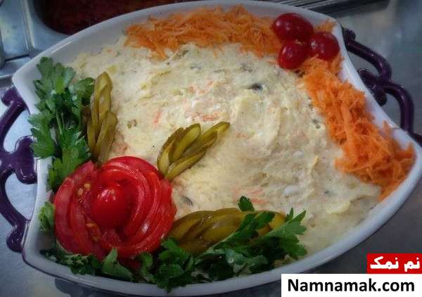 تزیین سالاد الویه با مرغ