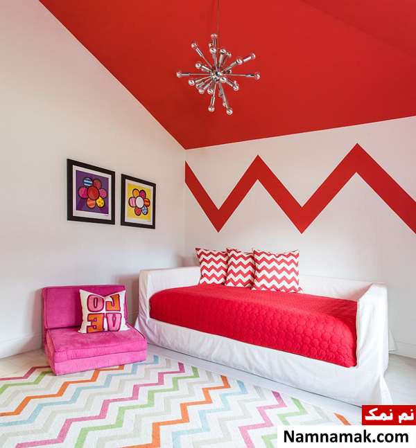 طراحی اتاق خواب کودک با تم قرمز پسرانه و دخترانه