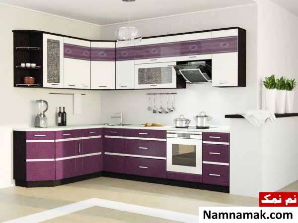 مدل کابینت سفید و بنفش مدرن 