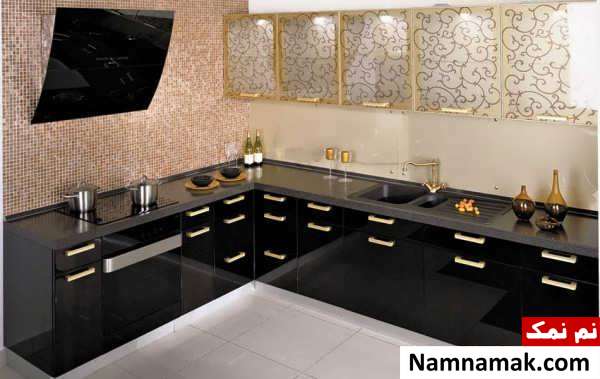 مدل کابینت مشکی و براق 