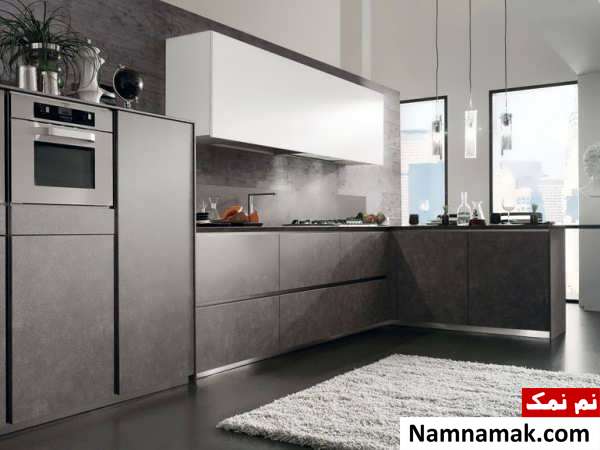 مدل کابینت خاکستری آشپزخانه 