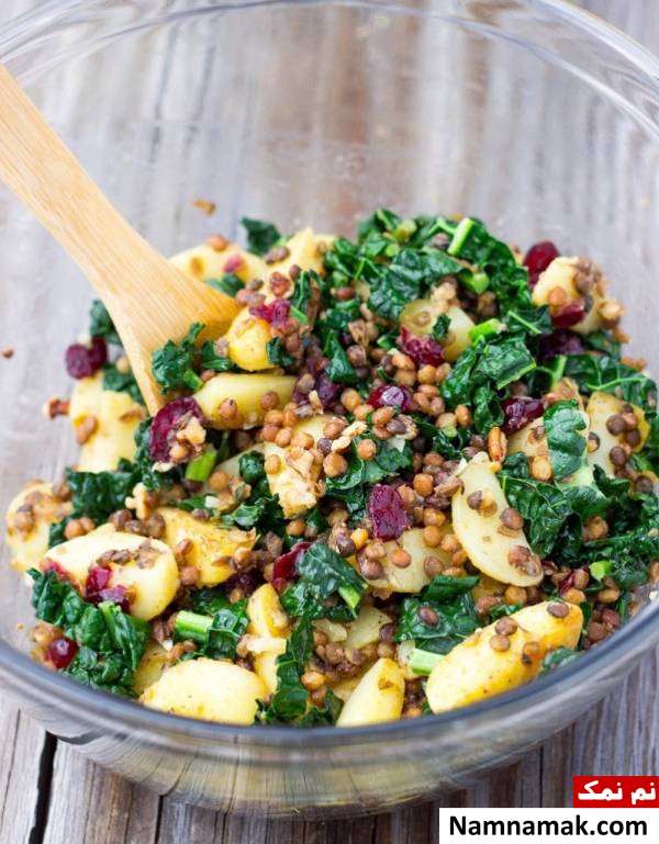 طرز تهیه سالاد سیب زمینی و عدس