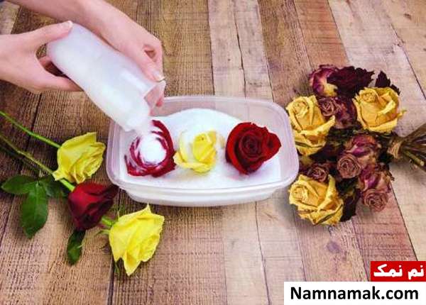 خشک کردن دسته گل طبیعی خشک کردن گل با سیلیکاژل