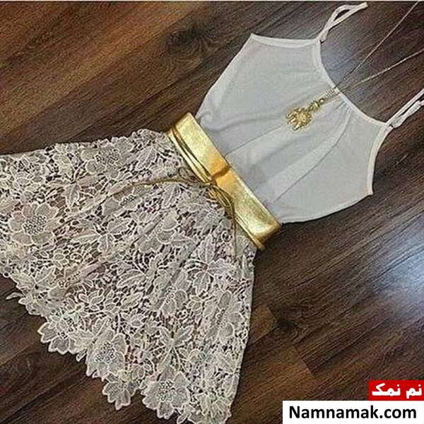 لباس مجلسی دخترانه دامن گیپور