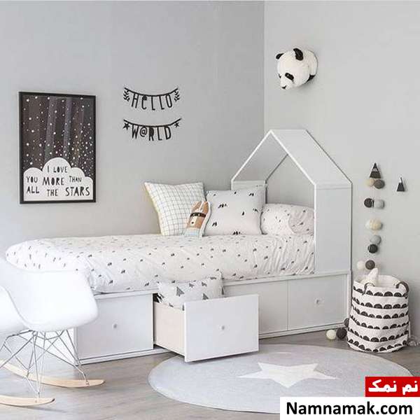 دکوراسیون سفید مشکی اتاق کودک