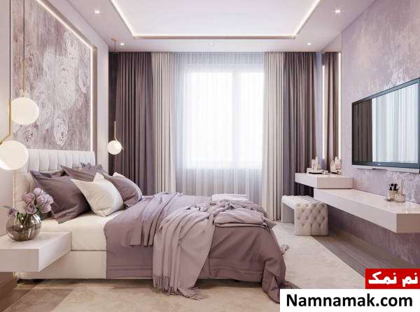 اتاق خواب شیک یاسی اصول چیدمان اتاق خواب