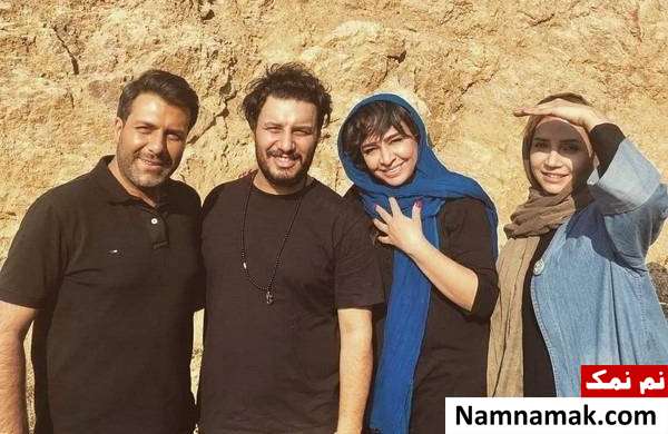 جواد عزتی در کنار بازیگران فیلم بزرگراه