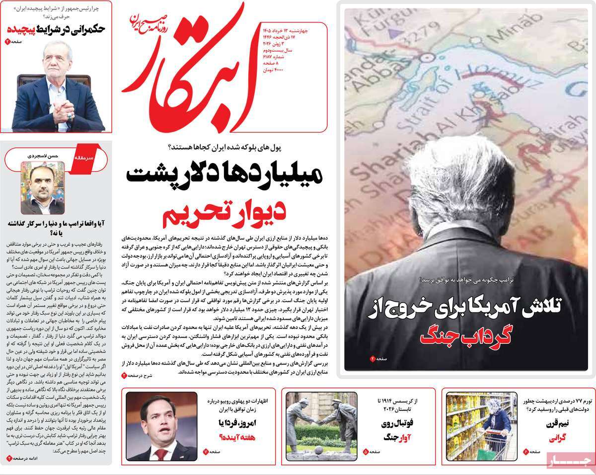 عناوین روزنامه ها