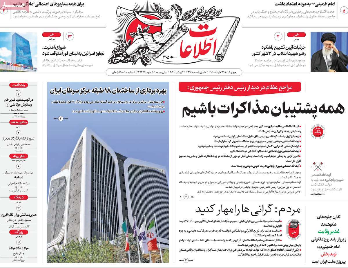 عناوین روزنامه ها