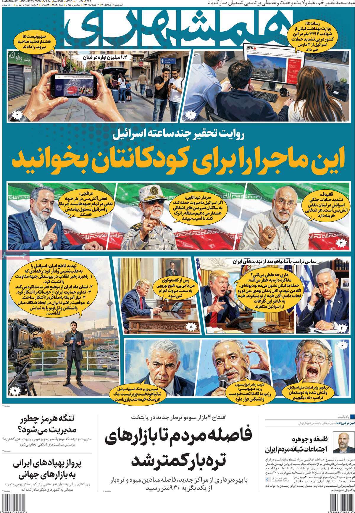 عناوین روزنامه ها